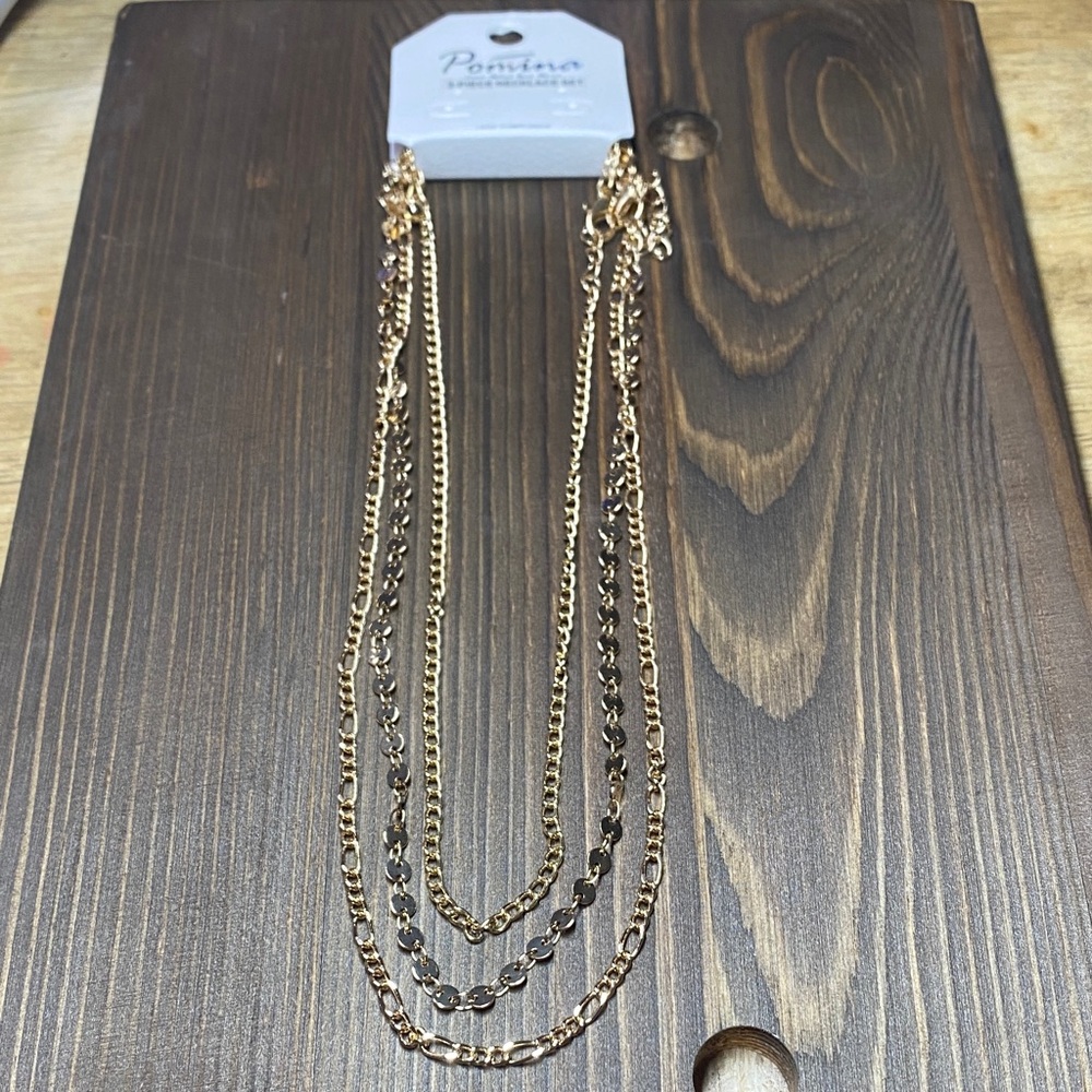 NWT Pomina Gold Multi-Layer Necklace